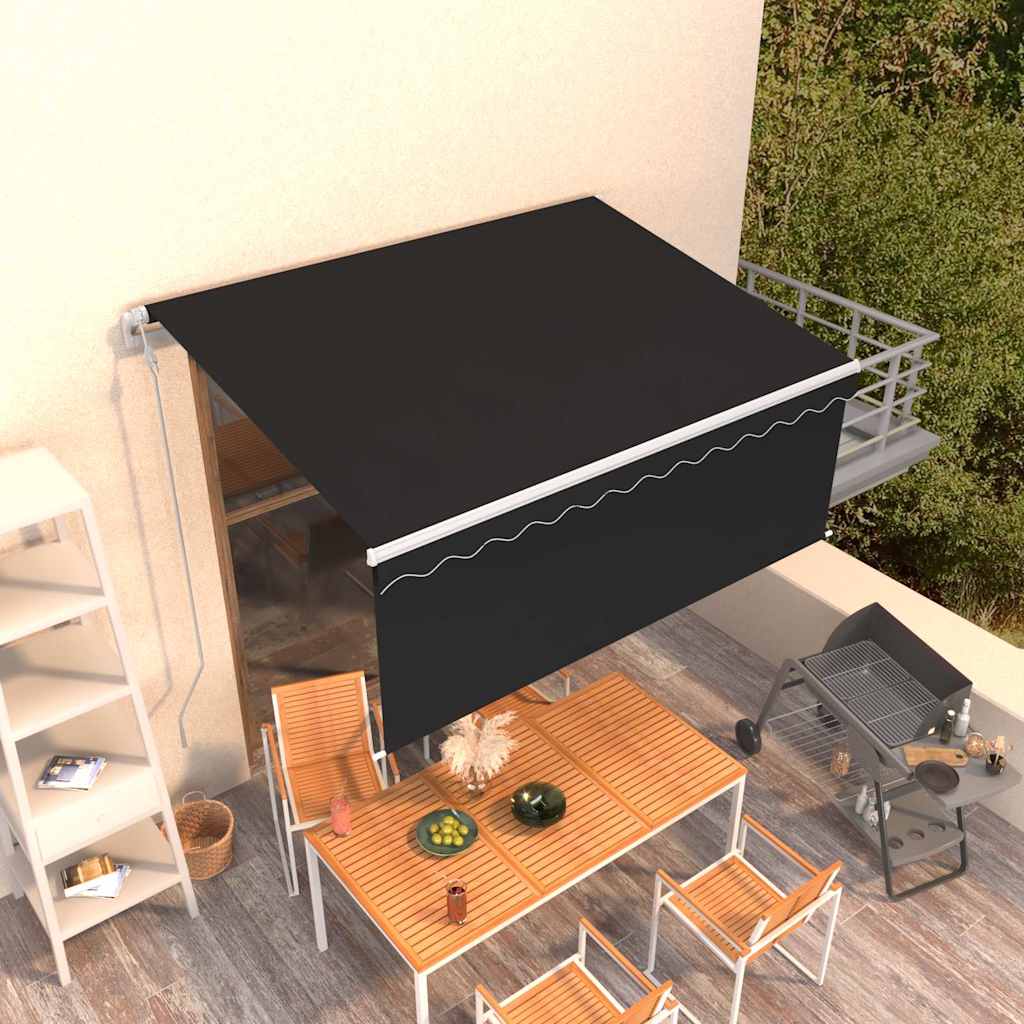 JUNG Vida Markise Automatisch Einziehbar mit Volant 3,5x2,5 m Anthrazit