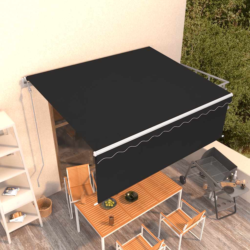 JUNG Vida Markise Automatisch Einziehbar mit Volant 4,5x3 m Anthrazit