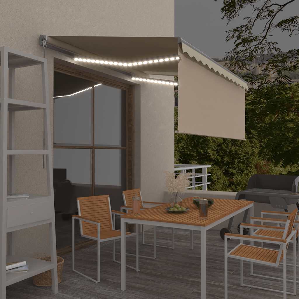JUNG Vida Markise Manuell Einziehbar mit Rollo & LED 3x2,5 m Creme