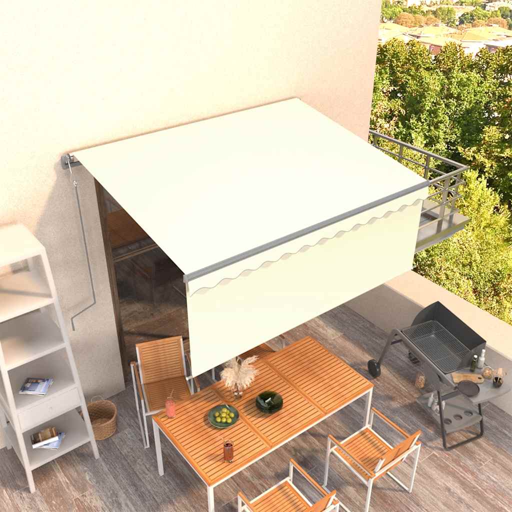 JUNG Vida Markise Automatisch Einziehbar mit Volant 3x2,5 m Creme