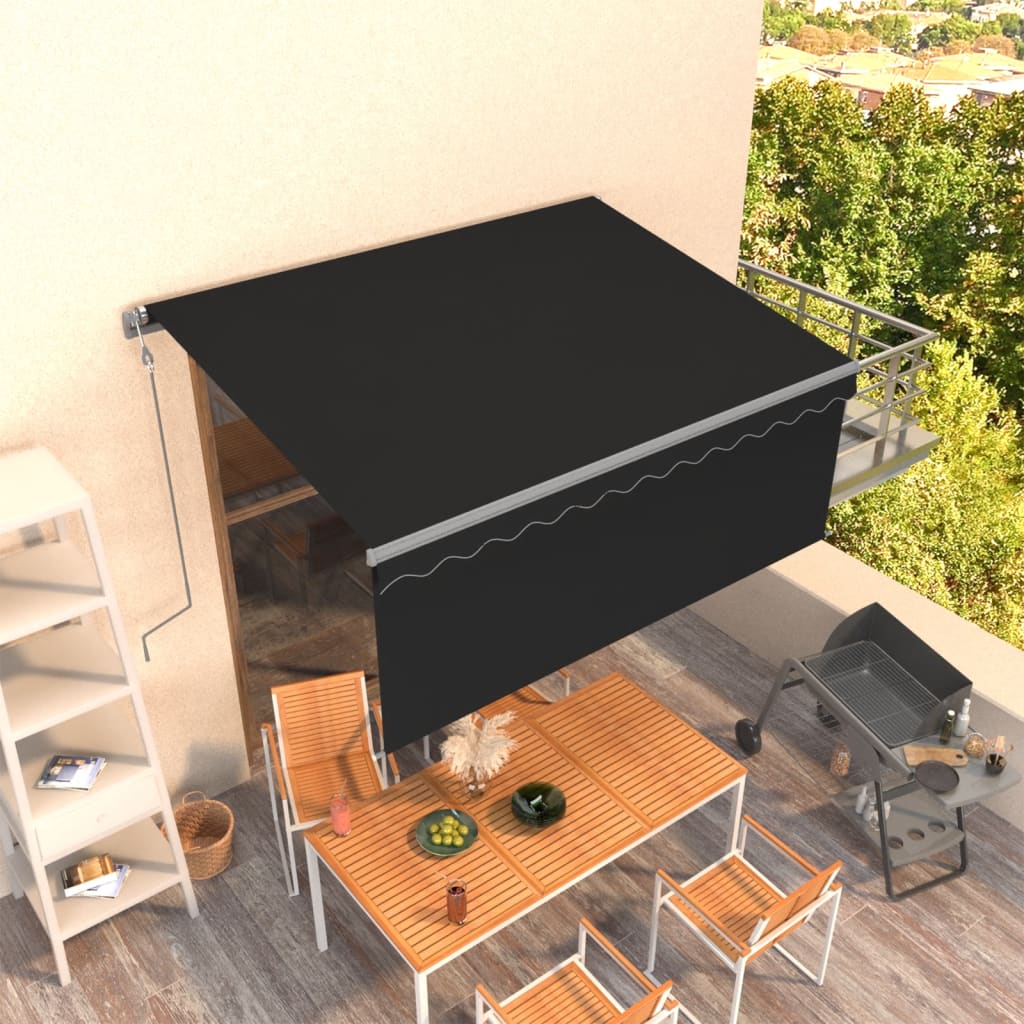 JUNG Vida Markise Automatisch Einziehbar mit Volant 3x2,5 m Anthrazit