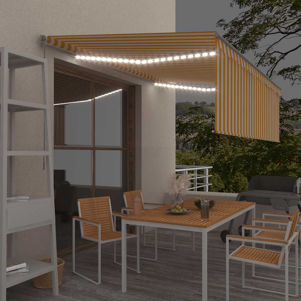 JUNG Vida Markise Manuell Einziehbar mit Rollo LED 4x3 m Gelb Weiß