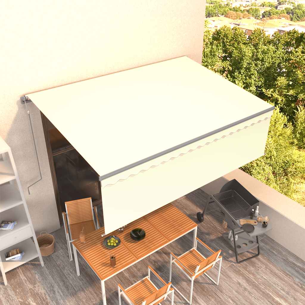 JUNG Vida Markise Automatisch Einziehbar mit Volant 4x3 m Creme