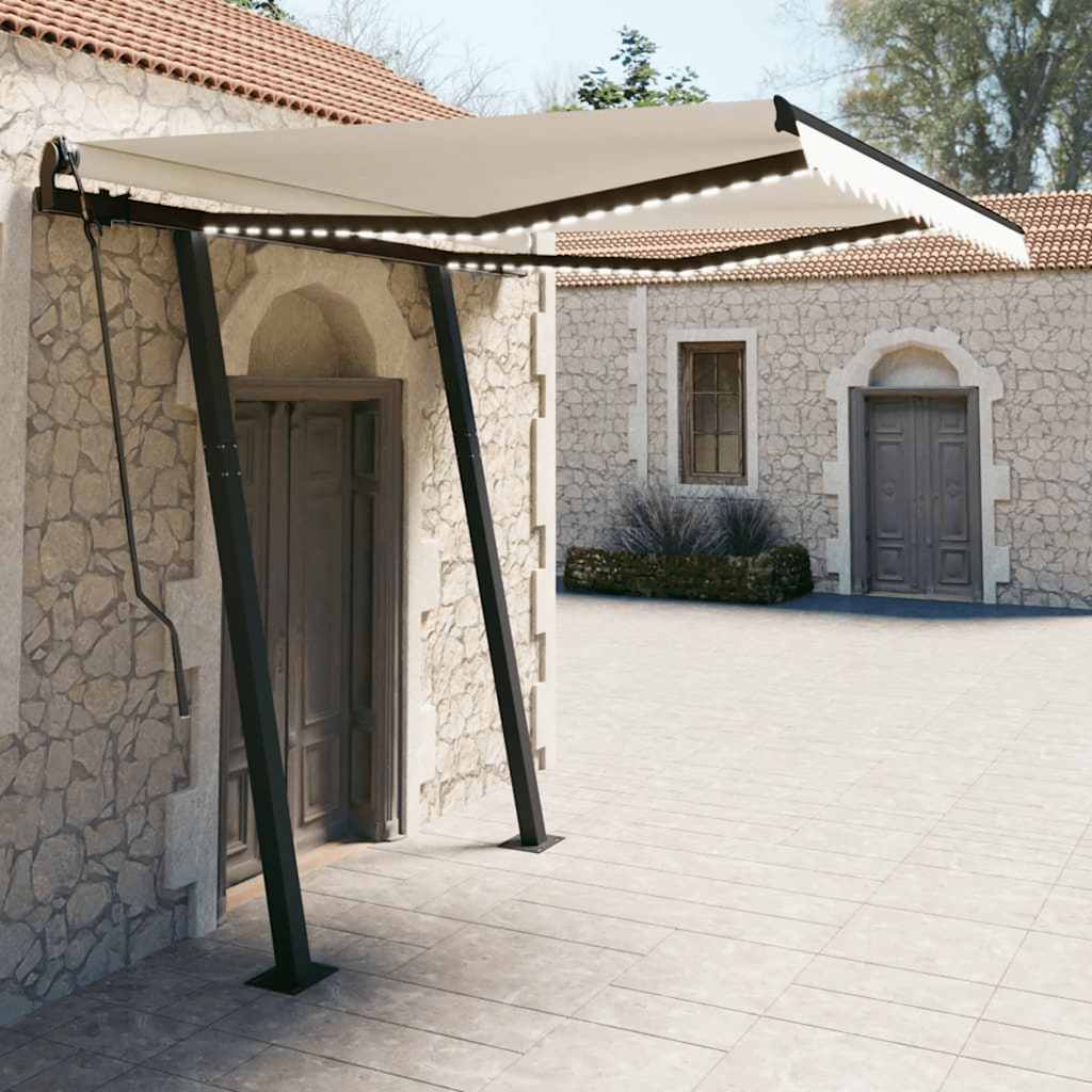 JUNG Vida Markise Manuell Einziehbar mit LED 3x2,5 m Creme