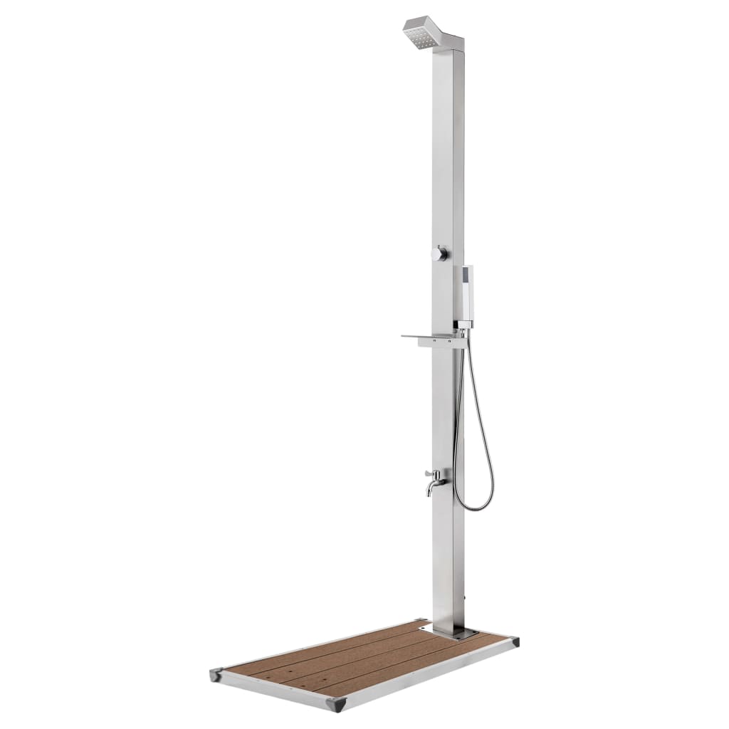 JUNG Vida Gartendusche mit Brauner Bodenplatte 225 cm Edelstahl