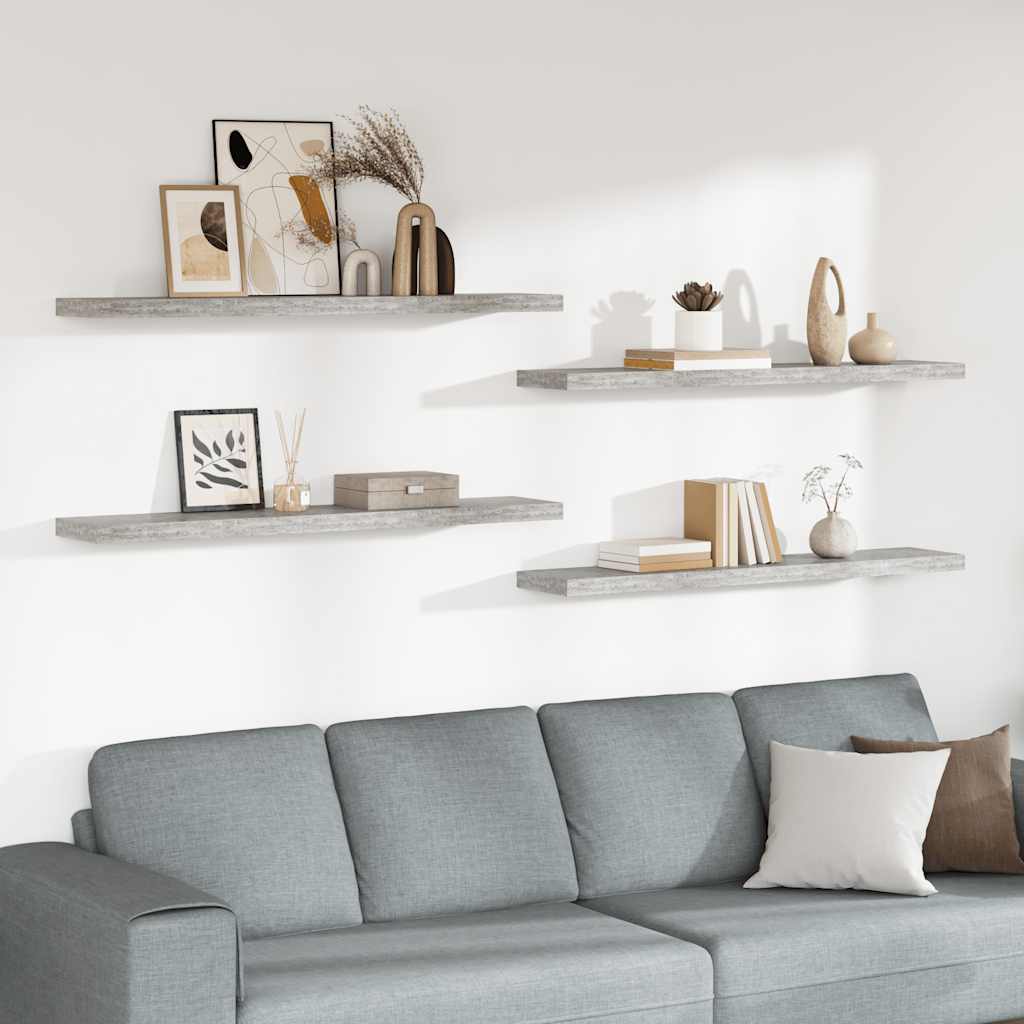 JUNG Vida Schweberegale 4 Stk. Betongrau 120x23,5x3,8 cm MDF