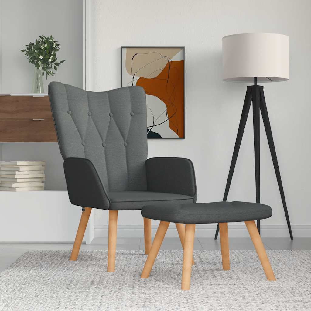 JUNG Vida Relaxsessel mit Hocker Dunkelgrau Stoff
