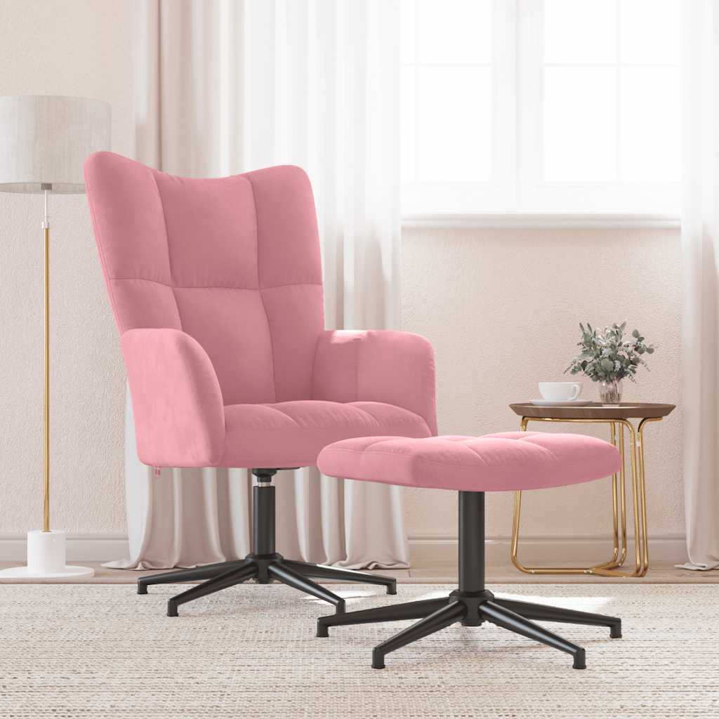 JUNG Vida Relaxsessel mit Hocker Rosa Samt