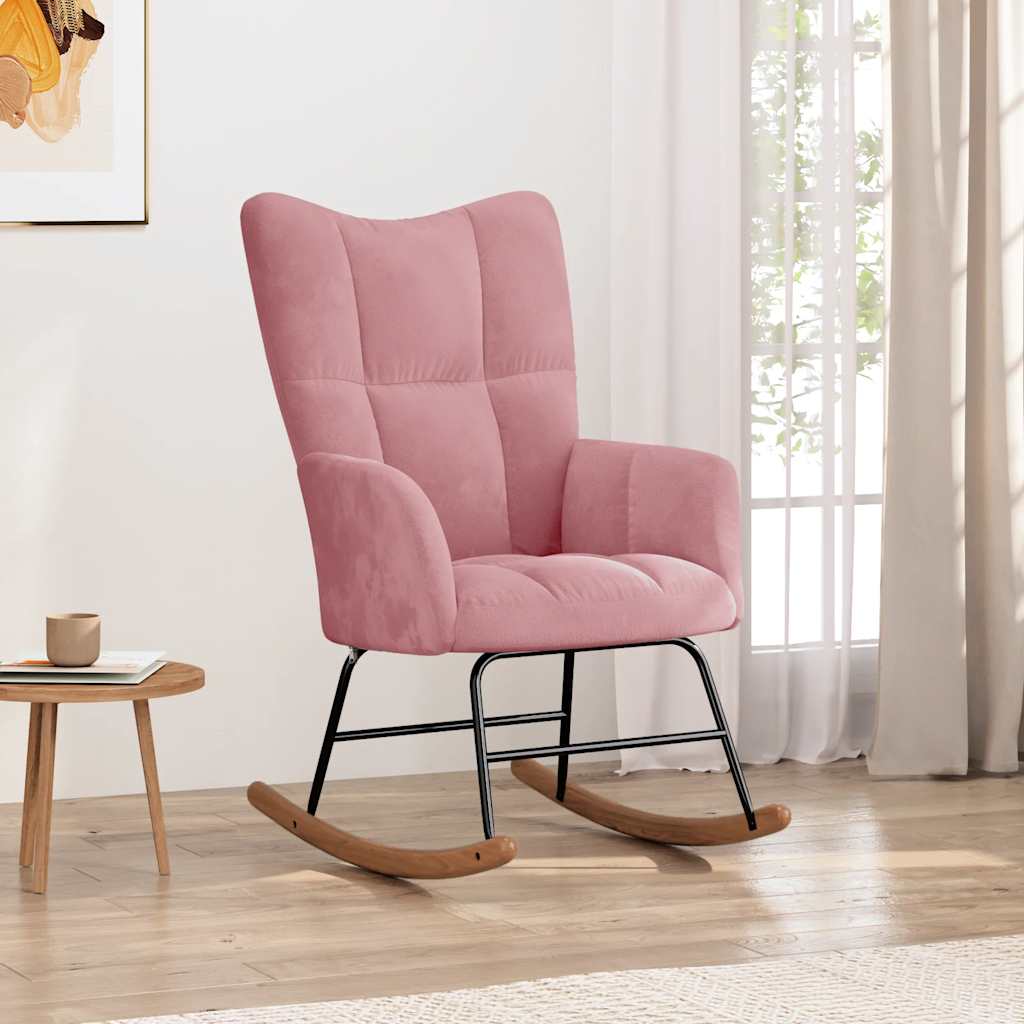 JUNG Vida Schaukelstuhl Samt Rosa