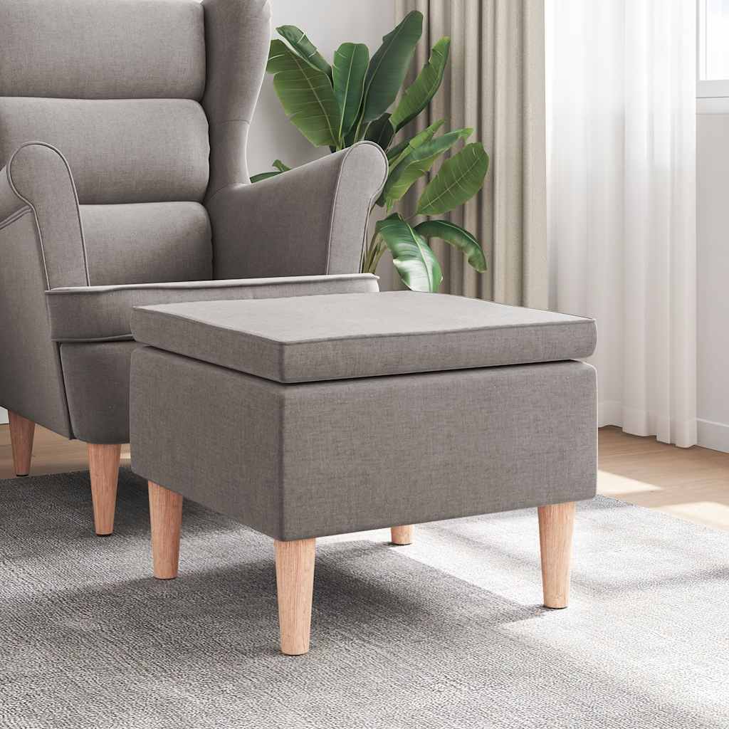 JUNG Vida Hocker mit Holzbeinen Taupe Stoff