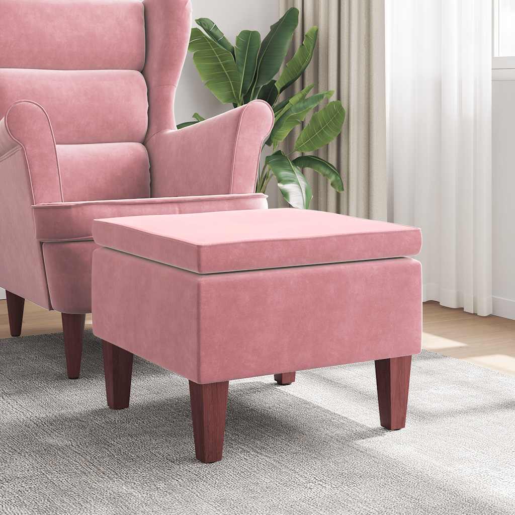JUNG Vida Hocker mit Holzbeinen Rosa Samt