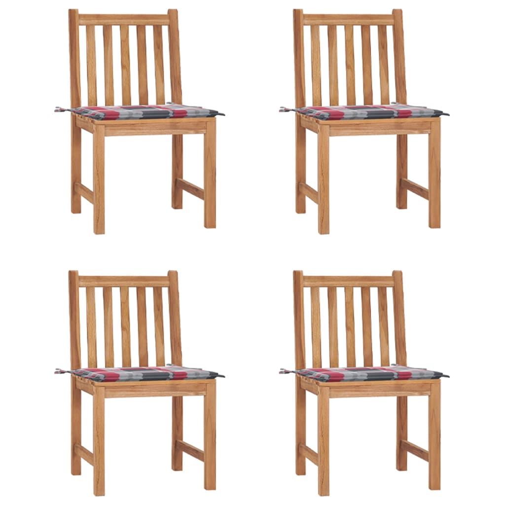 JUNG Vida Gartenstühle 4 Stk. mit Kissen Massivholz Teak
