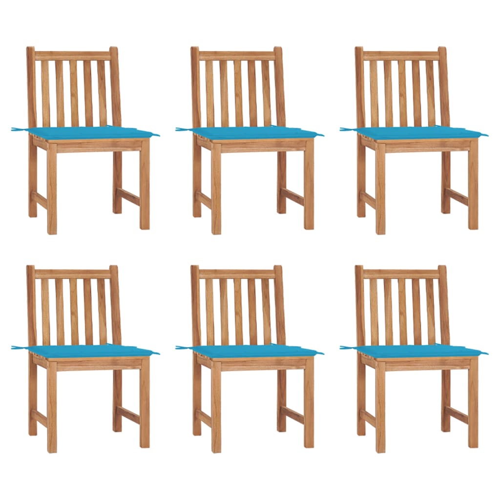 JUNG Vida Gartenstühle 6 Stk. mit Kissen Massivholz Teak