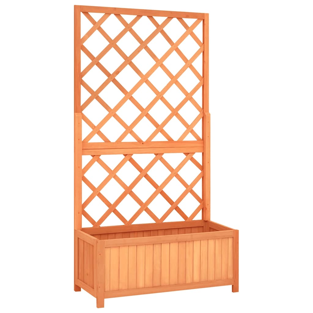 JUNG Vida Garten-Spalier mit Blumenkasten Braun 70x30x135 cm Tannenholz