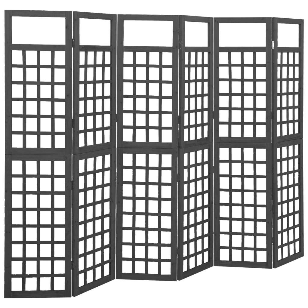JUNG Vida Spalier/Paravent 6-teilig Massivholz Tanne Schwarz 242,5x180 cm