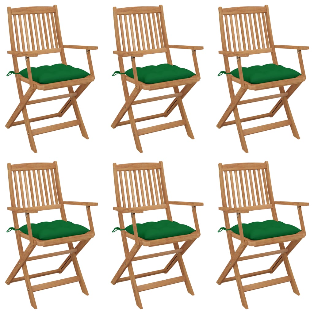 JUNG Vida Klappbare Gartenstühle 6 Stk. mit Kissen Massivholz Akazie