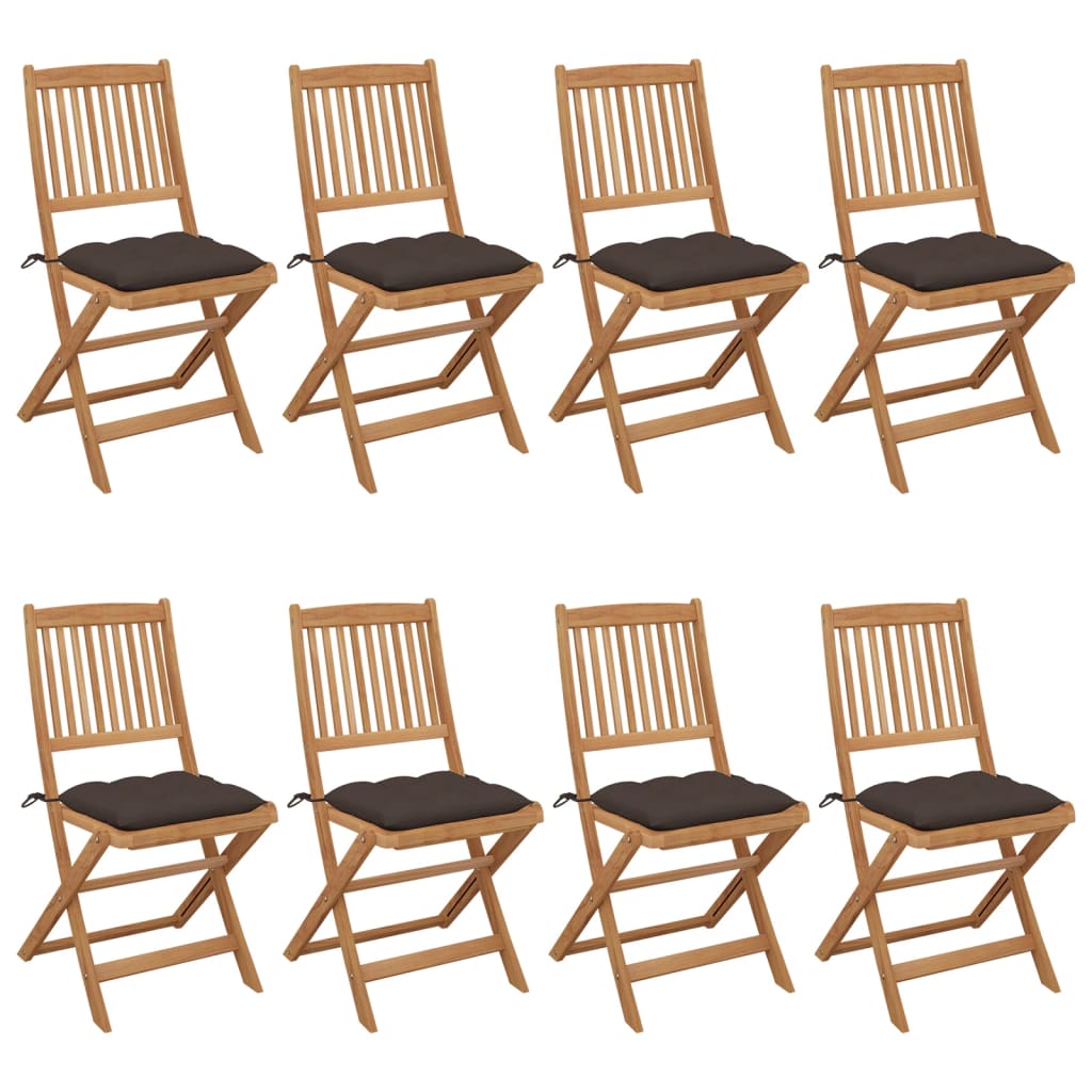 JUNG Vida Klappbare Gartenstühle 8 Stk. mit Kissen Massivholz Akazie