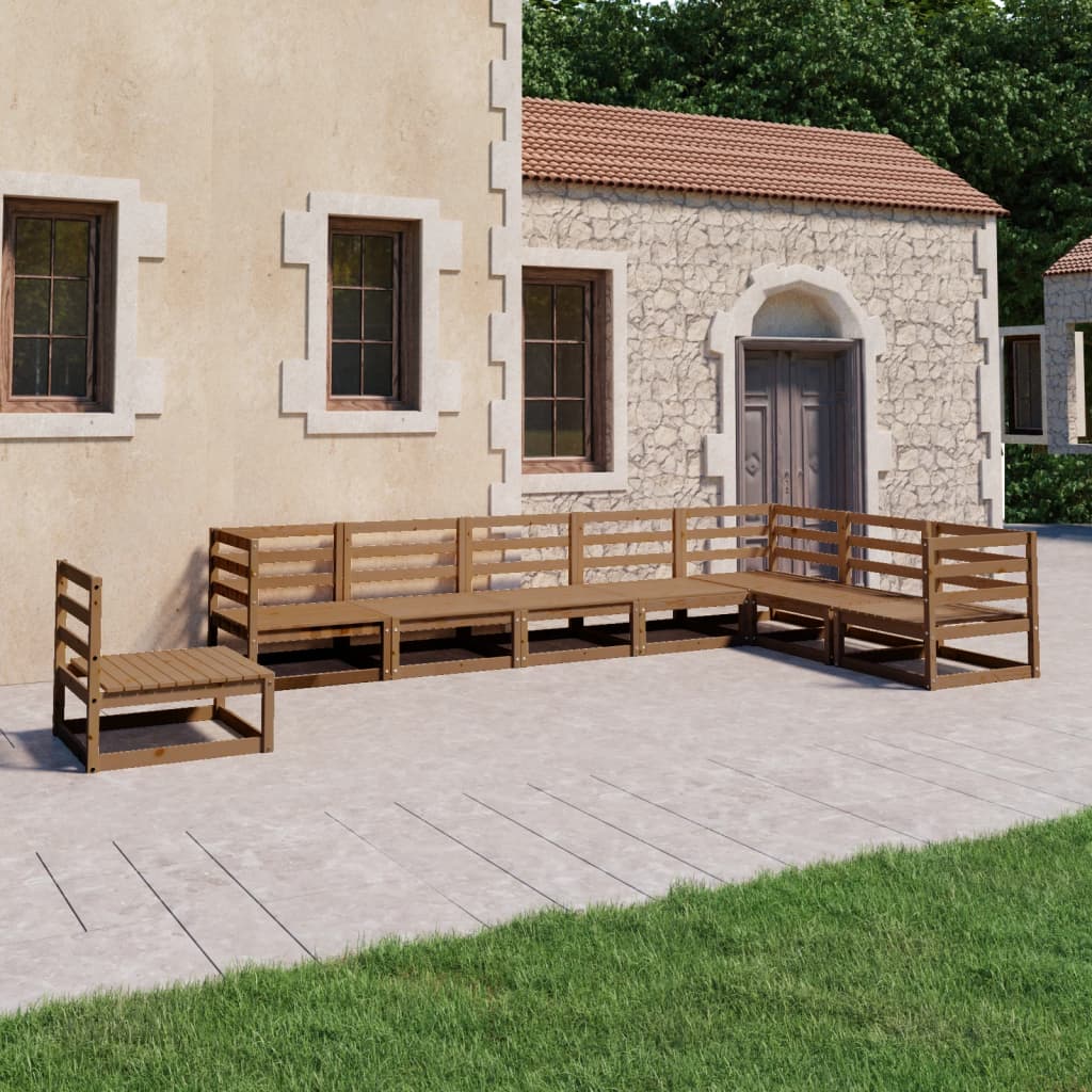 JUNG Vida 8-tlg. Garten-Lounge-Set Honigbraun Massivholz Kiefer