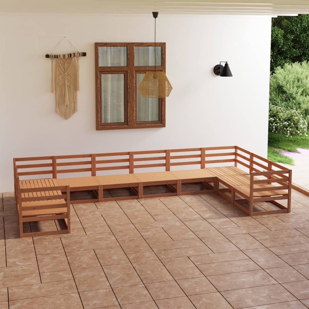 JUNG Vida 10-tlg. Garten-Lounge-Set Massivholz Kiefer