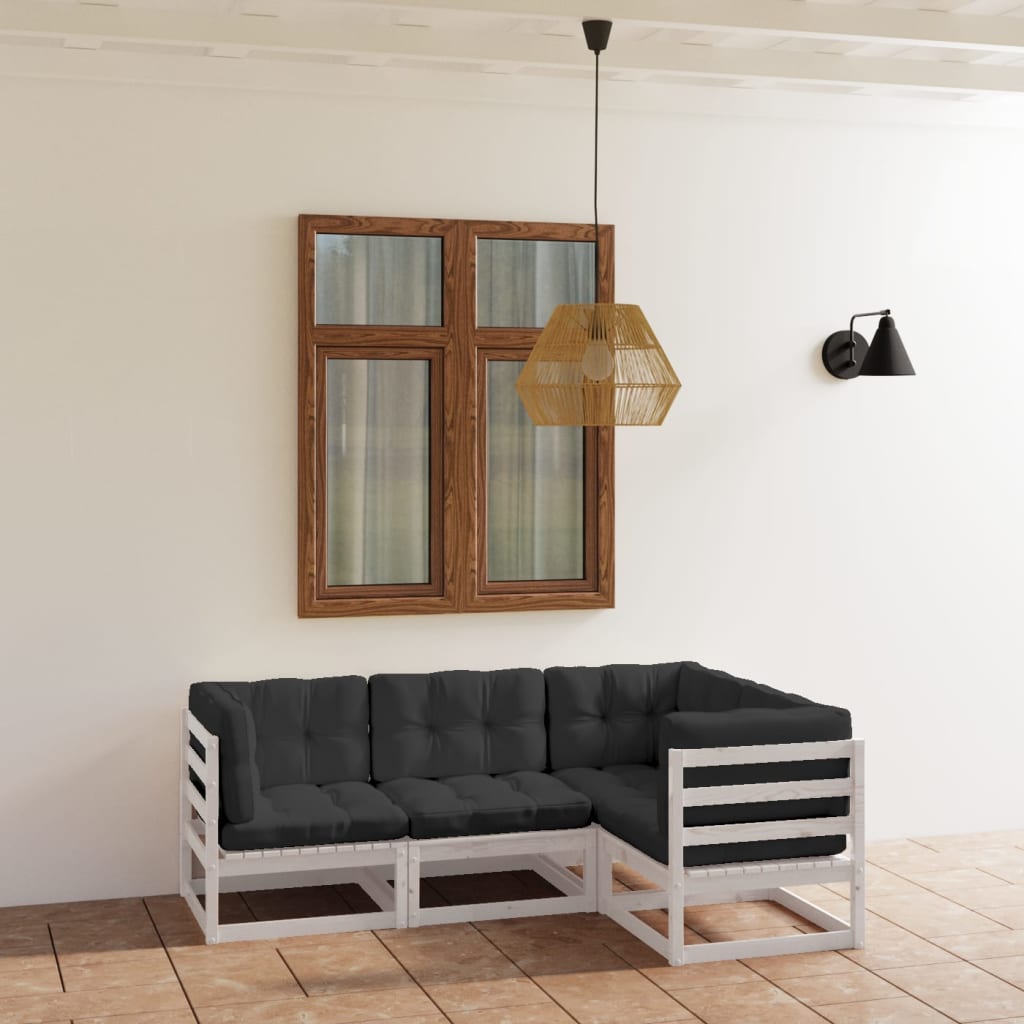 JUNG Vida 4-tlg. Garten-Lounge-Set mit Kissen Kiefer Massivholz