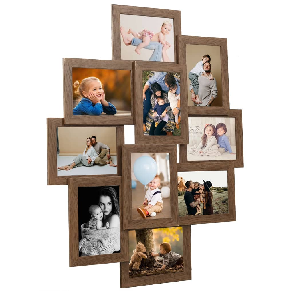 JUNG Vida Collage Bilderrahmen für 10x(13x18 cm) Fotos Hellbraun MDF