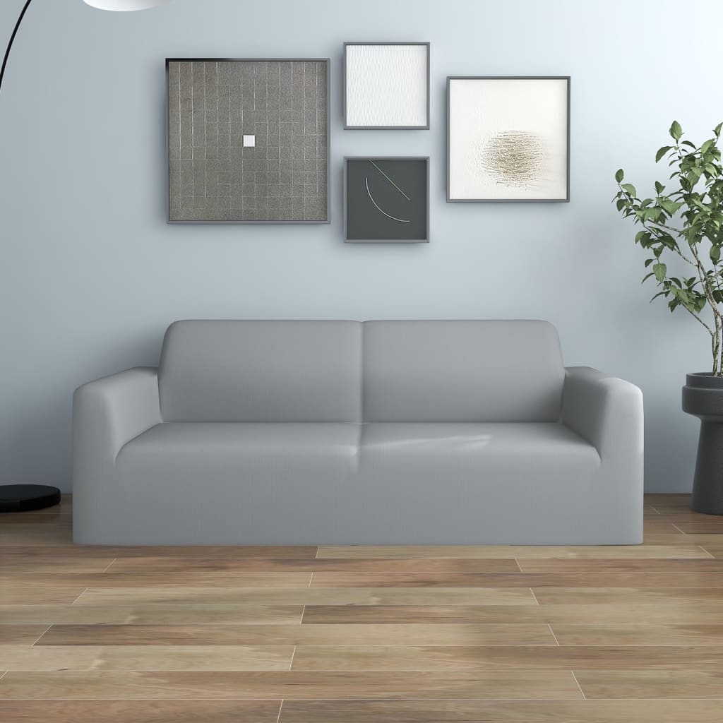 JUNG Vida Stretch Sofahusse 2-Sitzer Grau Polyester-Jersey