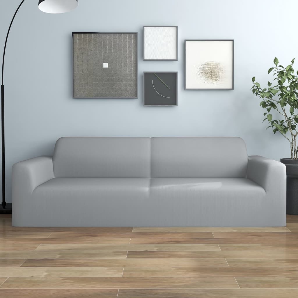 JUNG Vida Stretch Sofahusse 3-Sitzer Grau Polyester-Jersey