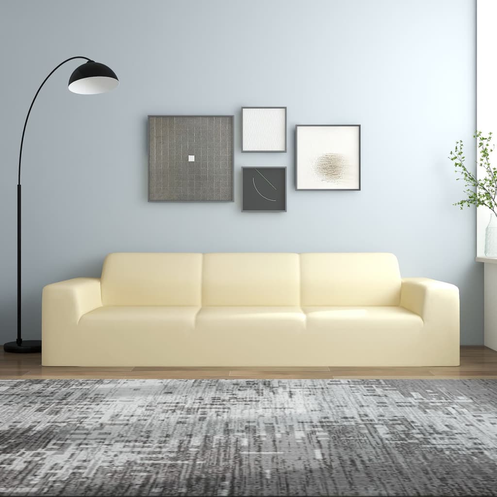 JUNG Vida Stretch Sofahusse 4-Sitzer Creme Polyester-Jersey