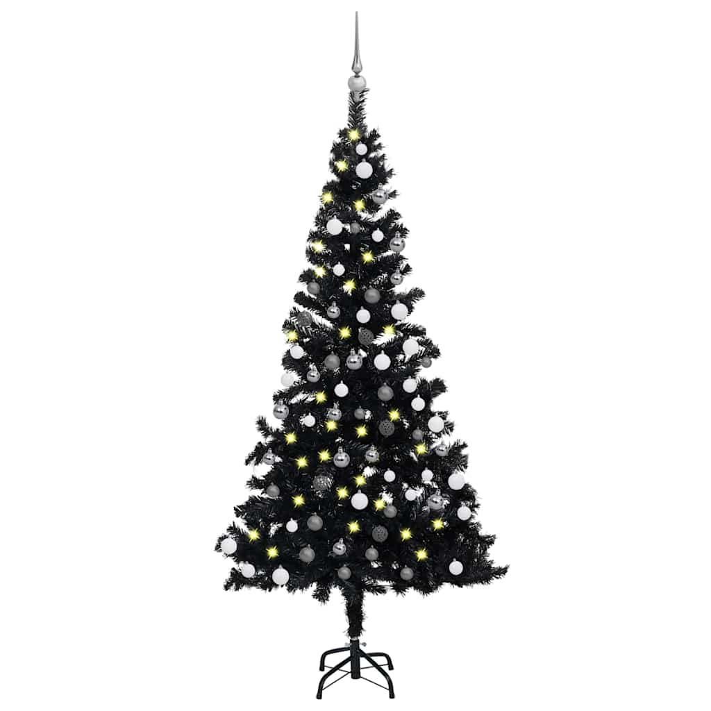 JUNG Vida Künstlicher Weihnachtsbaum Beleuchtung & Kugeln Schwarz 150 cm