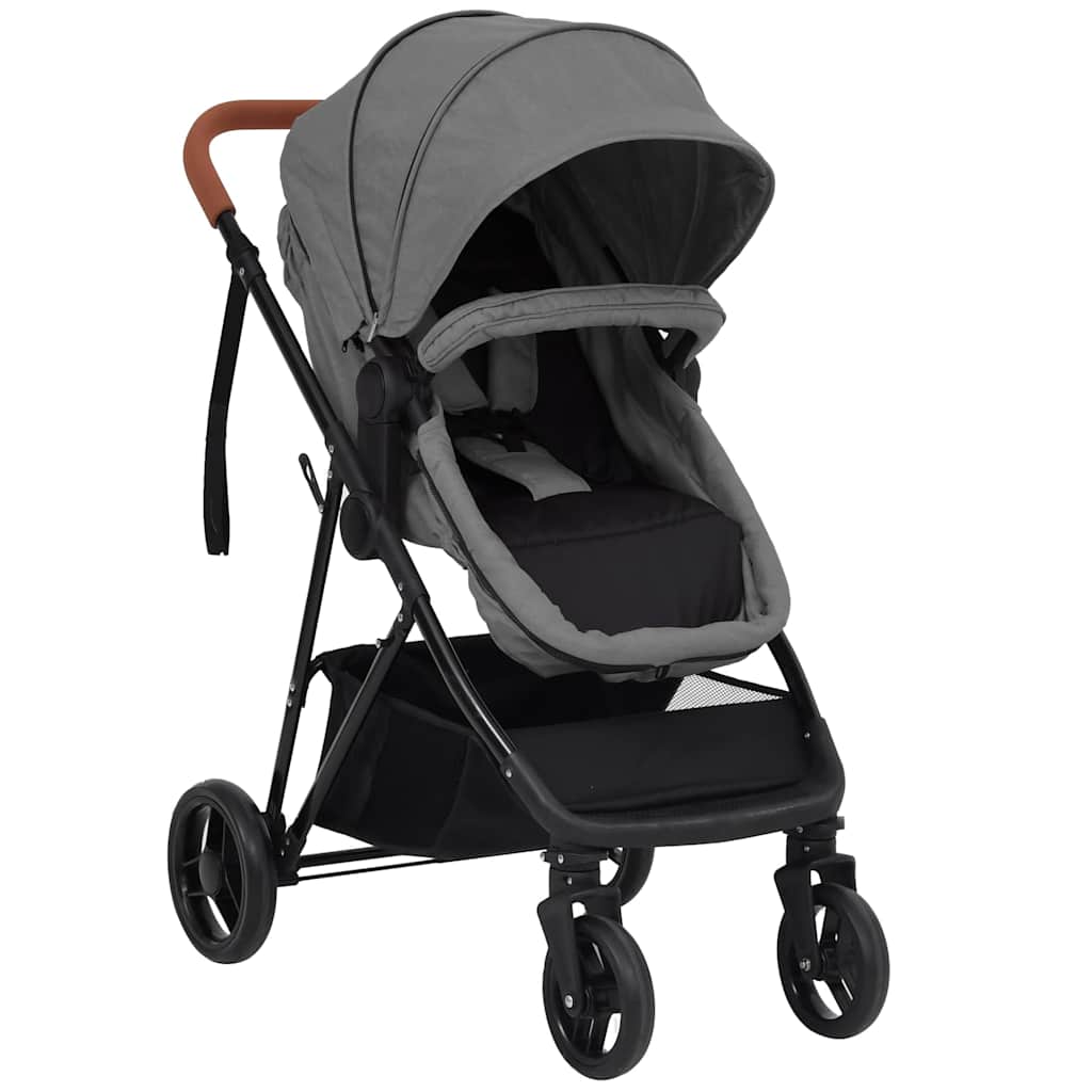 JUNG Vida 2-in-1 Kinderwagen Hellgrau und Schwarz Stahl