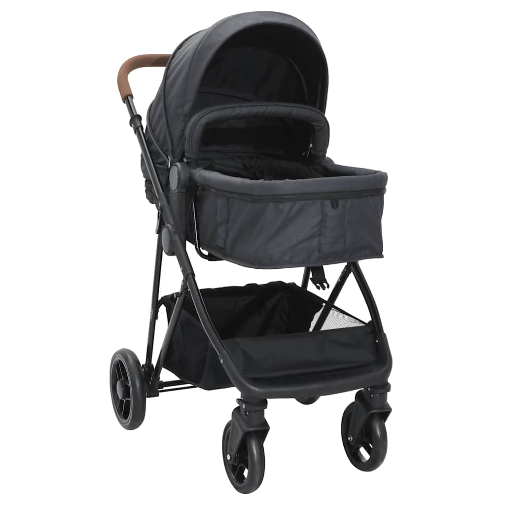 JUNG Vida 2-in-1 Kinderwagen Anthrazit und Schwarz Stahl