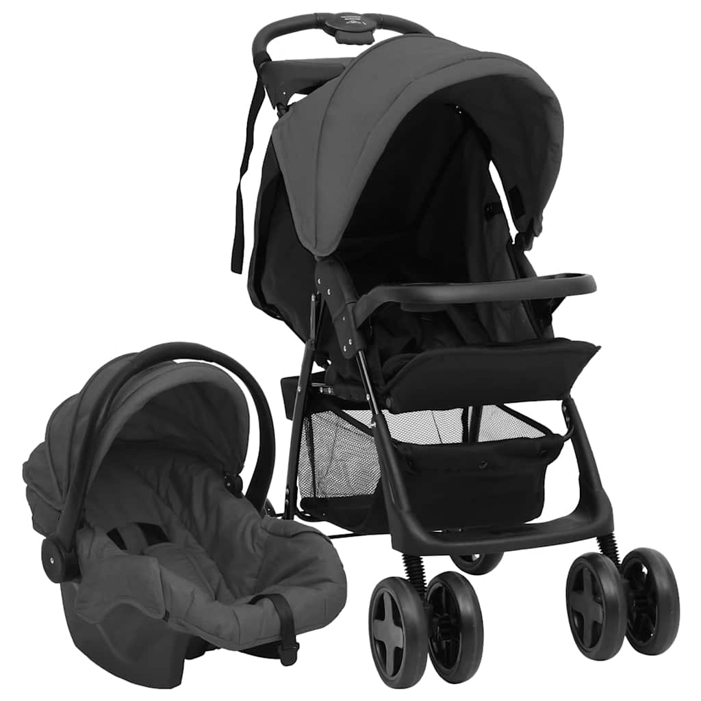 JUNG Vida 3-in-1 Kinderwagen Dunkelgrau und Schwarz Stahl