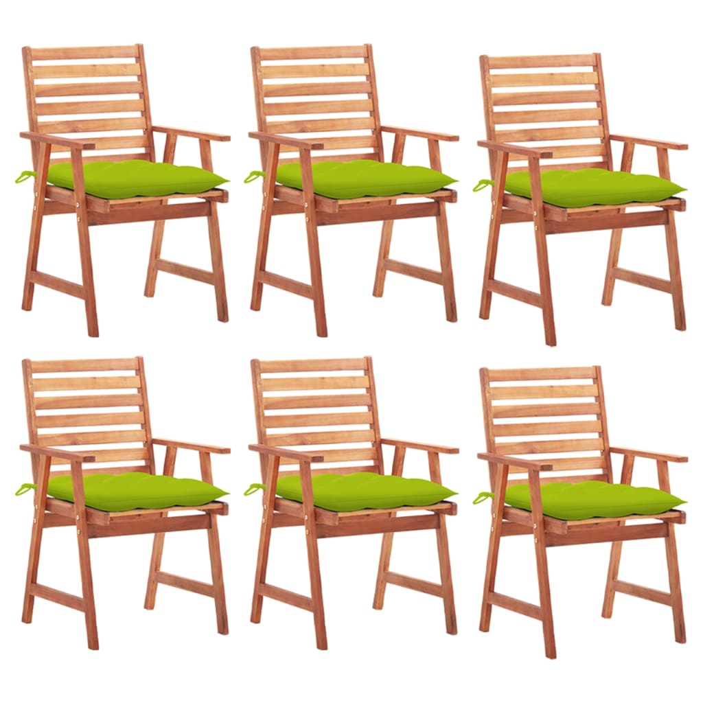 JUNG Vida Garten-Essstühle 6 Stk. mit Kissen Massivholz Akazie