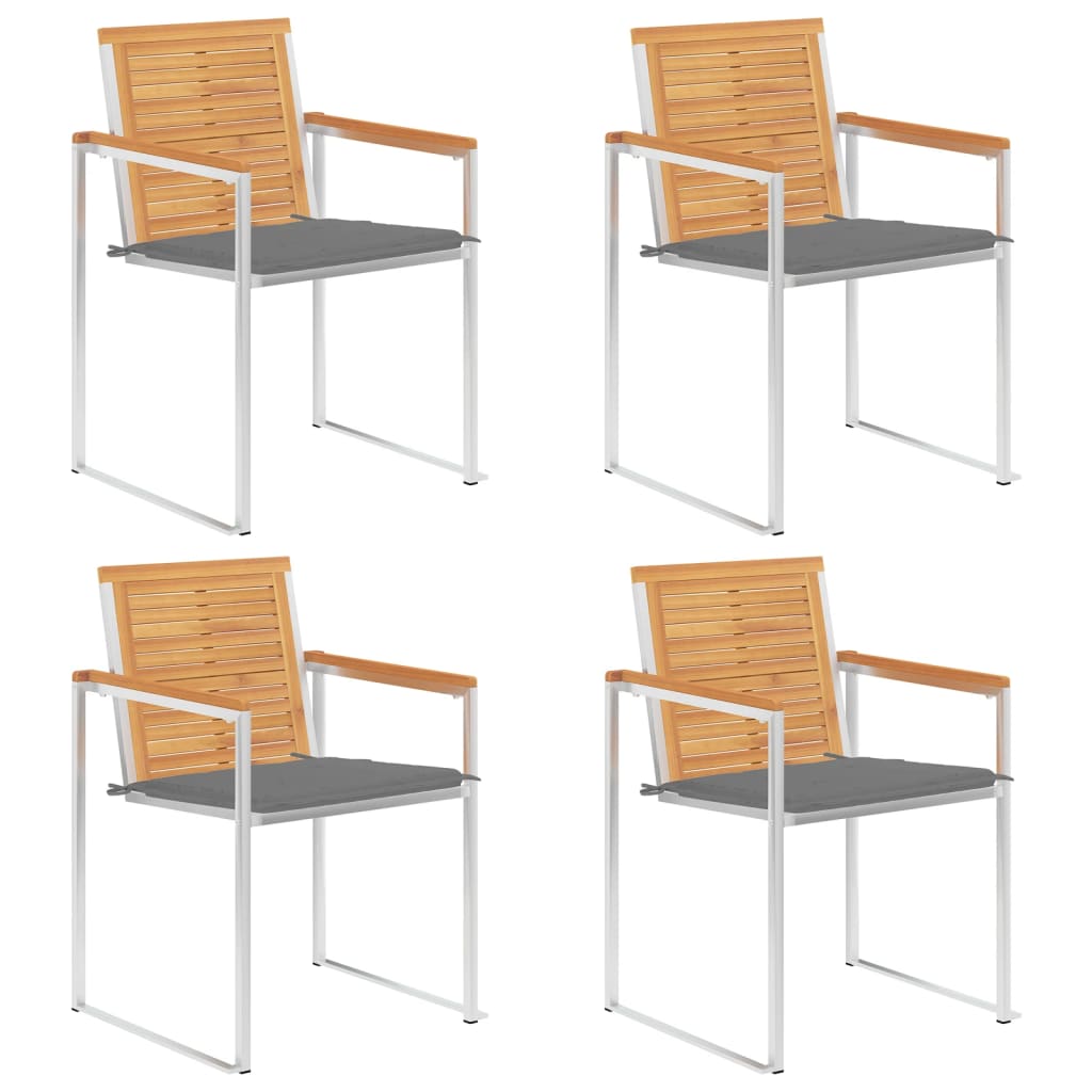JUNG Vida 4 Stk. Gartenstühle mit Kissen Massivholz Teak