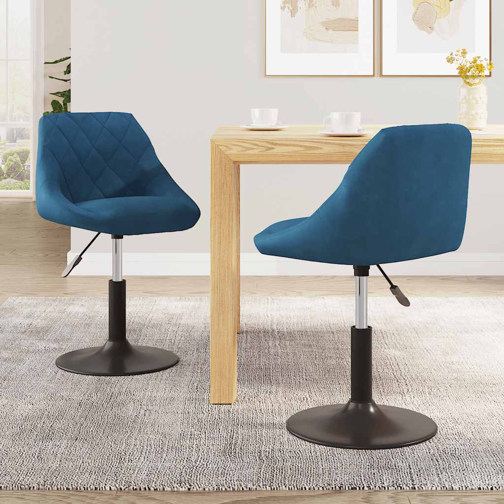 JUNG Vida Esszimmerstühle 2 Stk. Drehbar Blau Samt