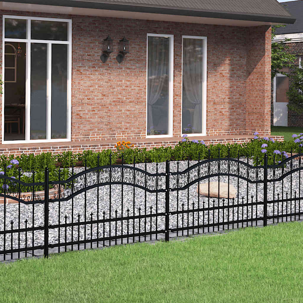 JUNG Vida Gartenzaun mit Speerspitze Schwarz 240 x 75 cm Pulverbeschichteter Stahl