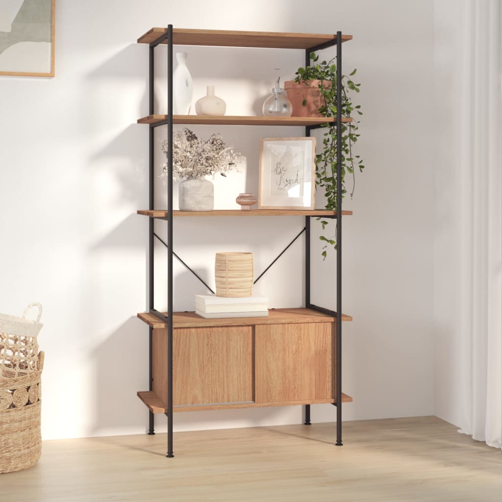 JUNG Vida Regal mit 5 Böden und Schrank 80x40x163 cm Stahl Holzwerkstoff