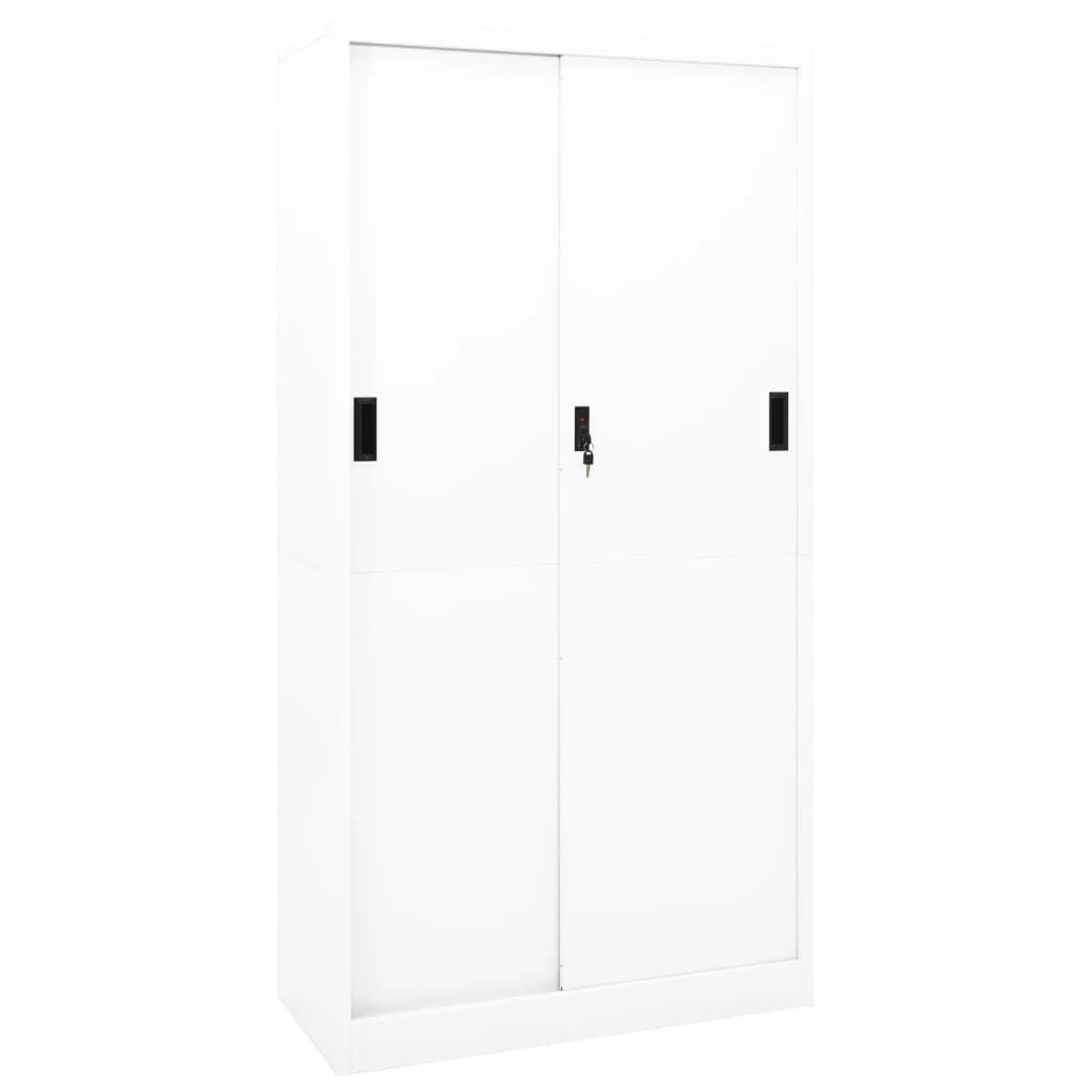 JUNG Vida Büroschrank mit Schiebetür Weiß 90x40x180 cm Stahl