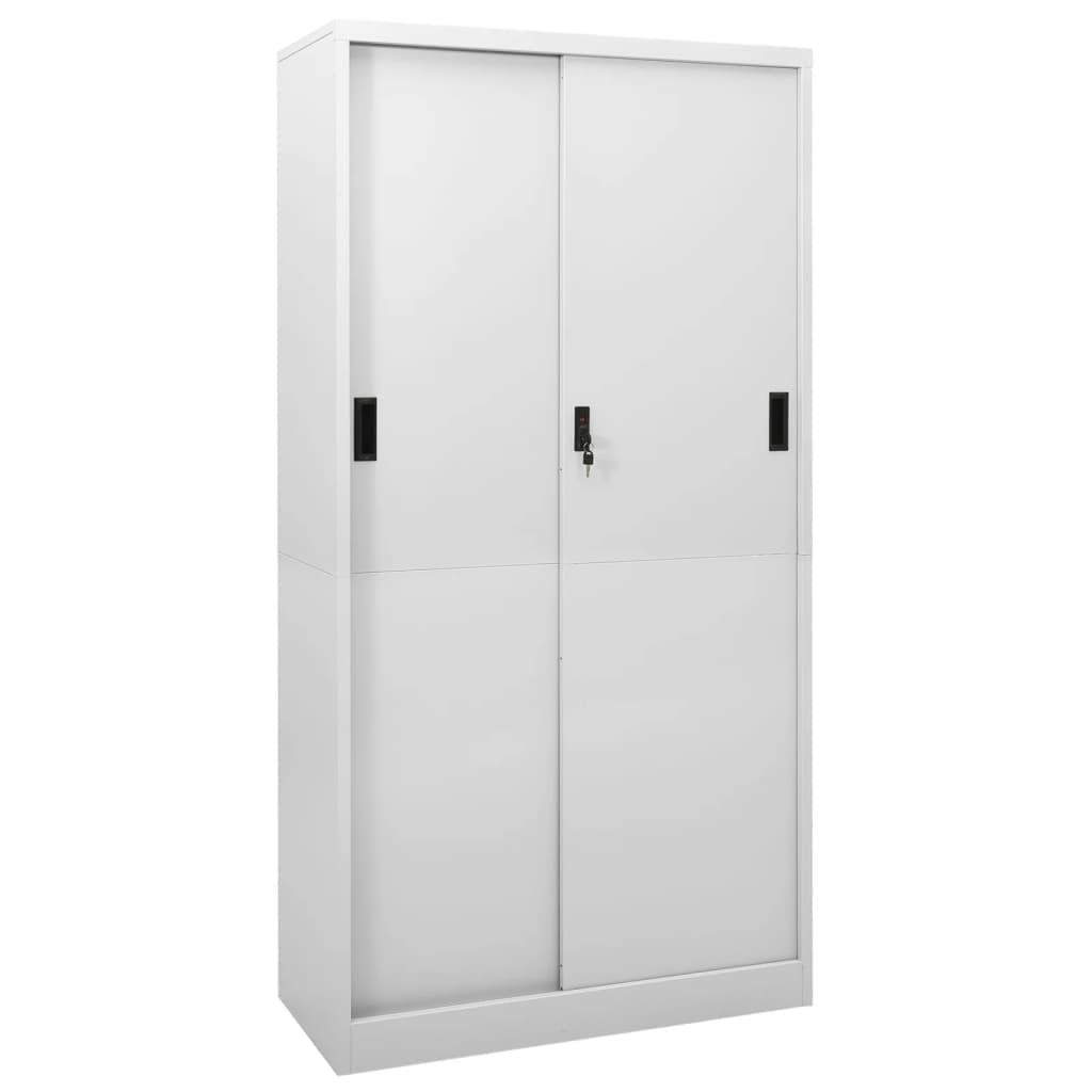 JUNG Vida Büroschrank mit Schiebetür Hellgrau 90x40x180 cm Stahl