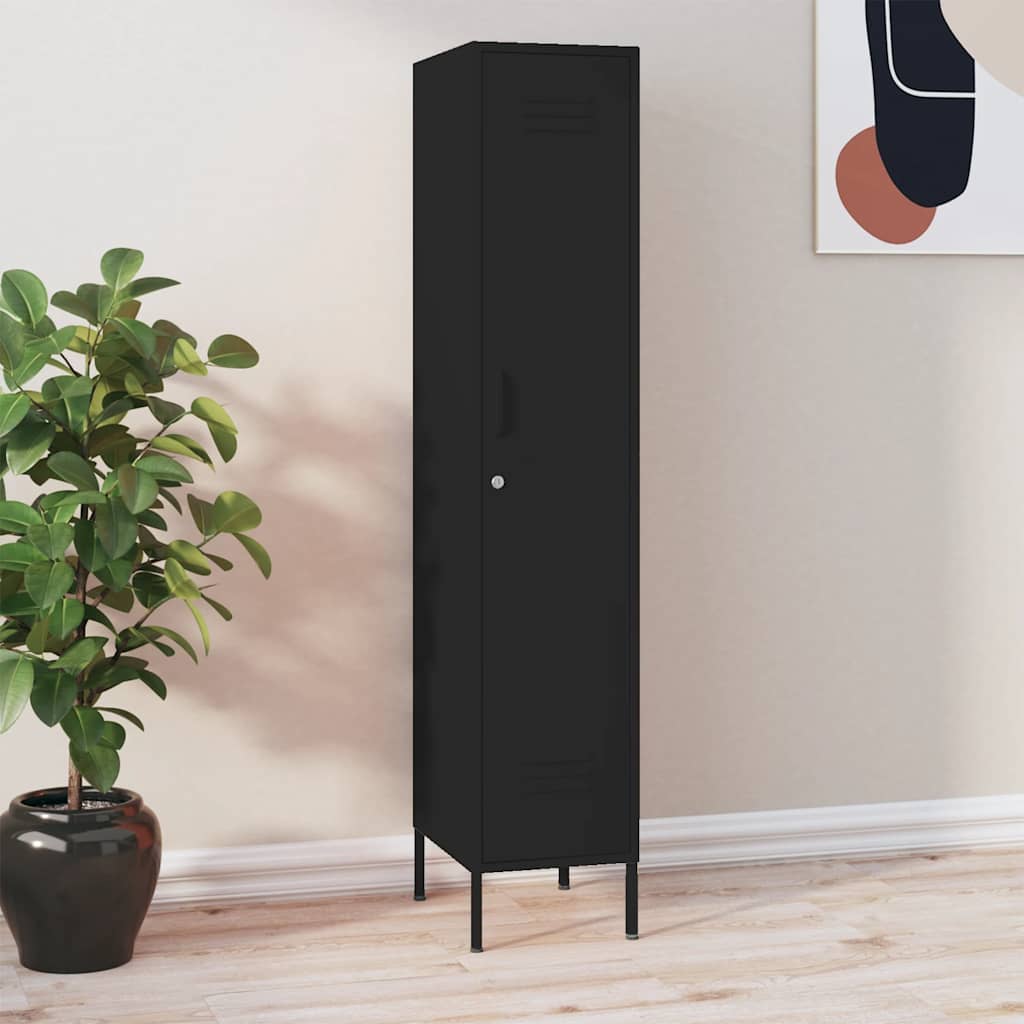 JUNG Vida Schließfachschrank Schwarz 35x46x180 cm Stahl