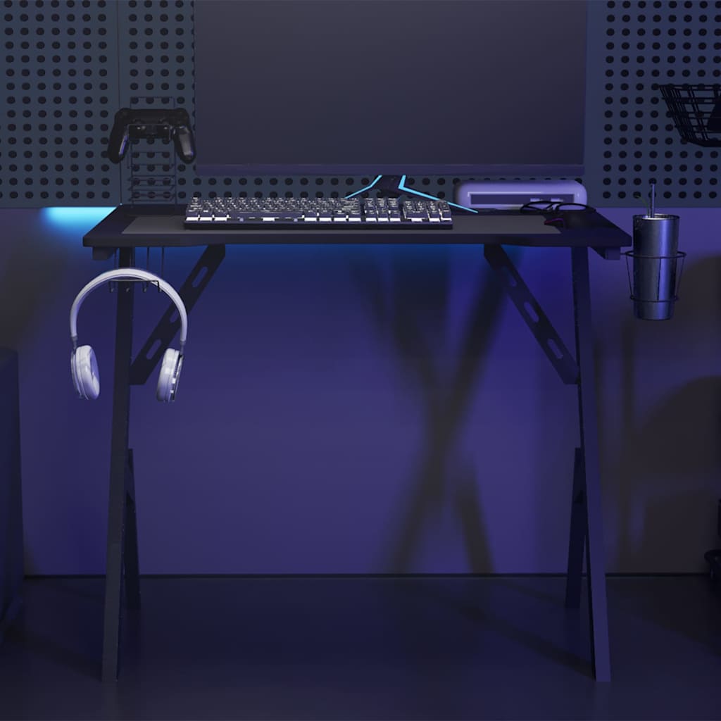 JUNG Vida Gaming-Schreibtisch mit Y-Gestell Schwarz 90x60x75 cm