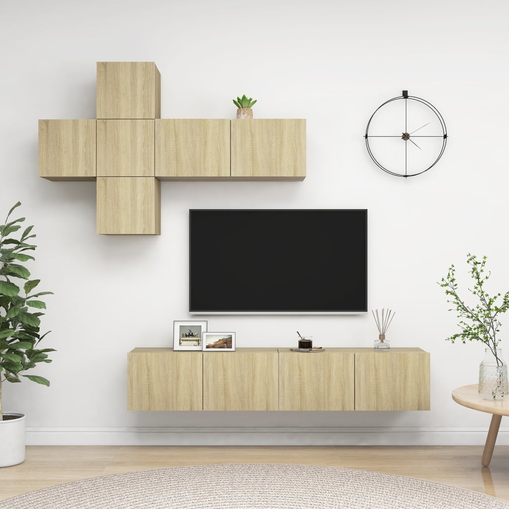 JUNG Vida 7-tlg. TV-Schrank-Set Sonoma-Eiche Holzwerkstoff