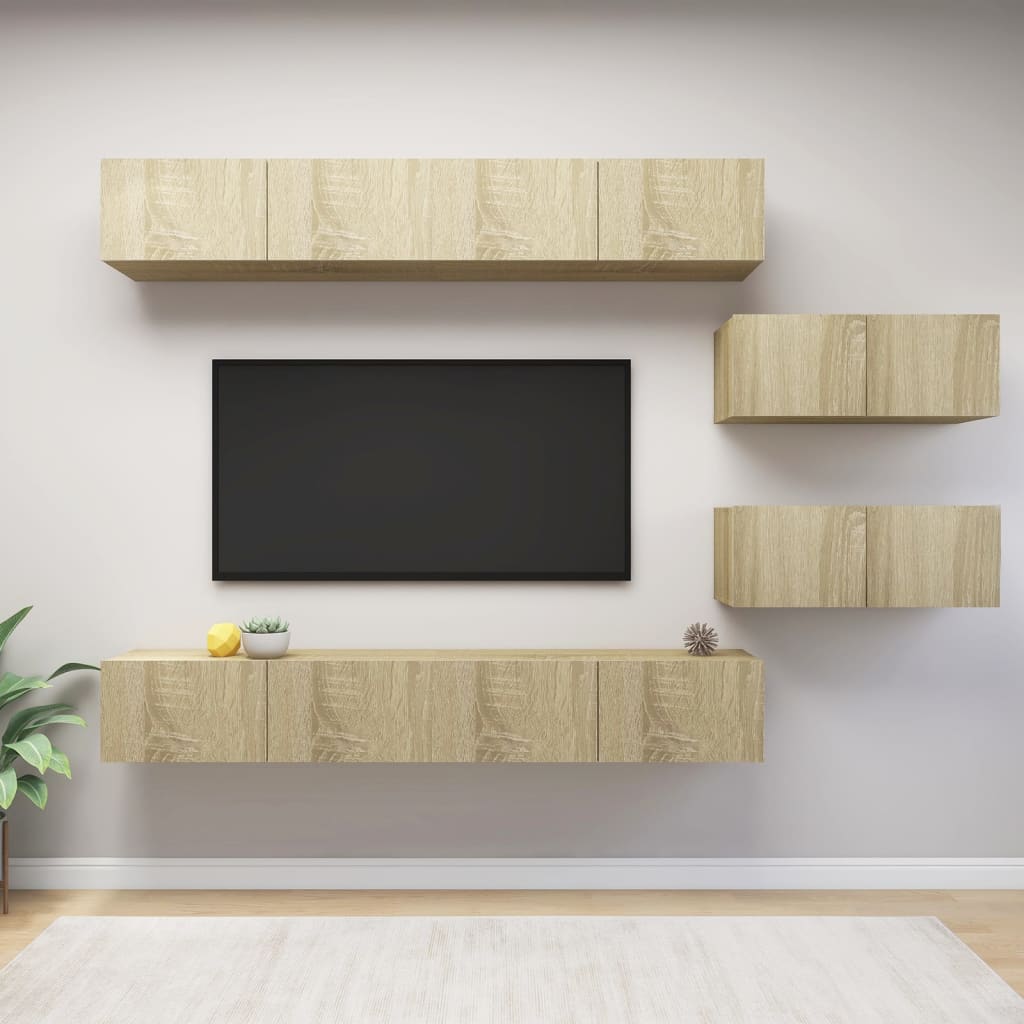 JUNG Vida 6-tlg. TV-Schrank-Set Sonoma-Eiche Holzwerkstoff