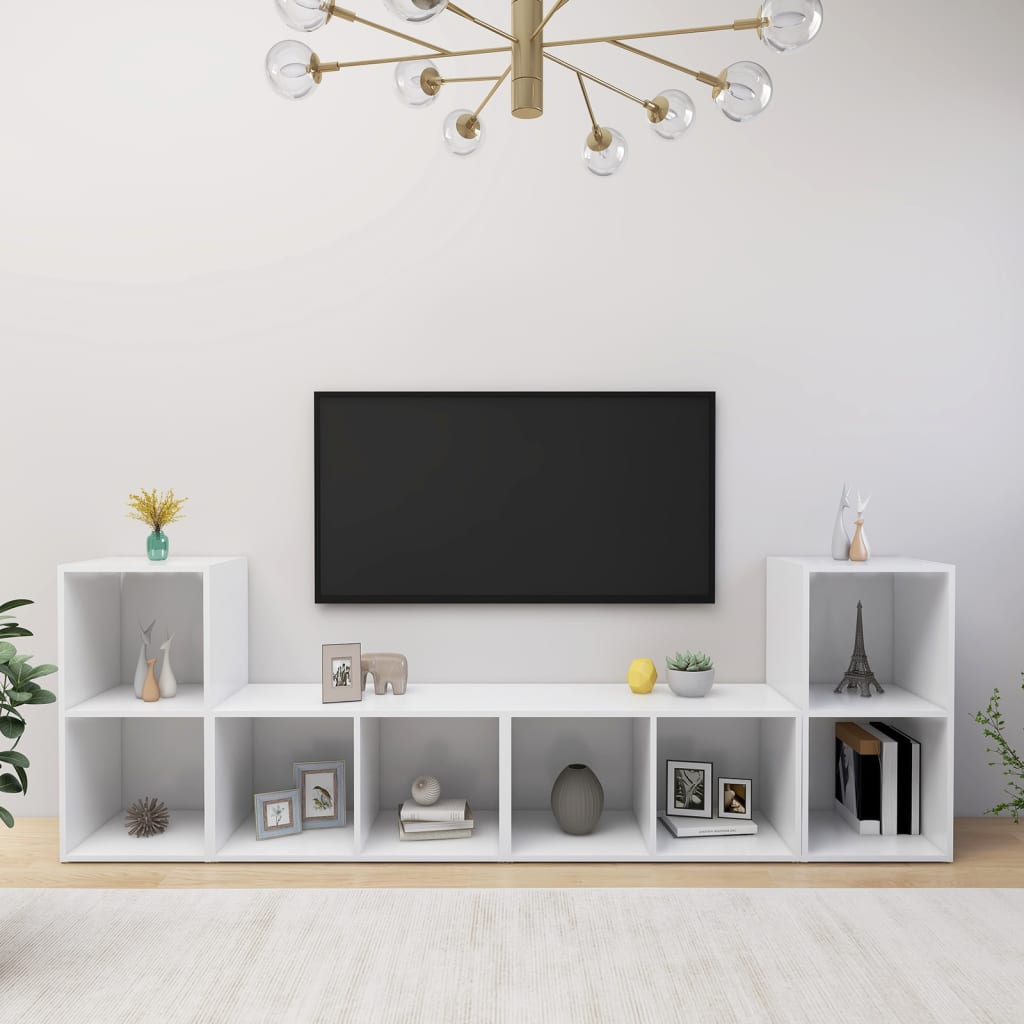 JUNG Vida TV-Schränke 4 Stk. Weiß 72x35x36,5 cm Holzwerkstoff