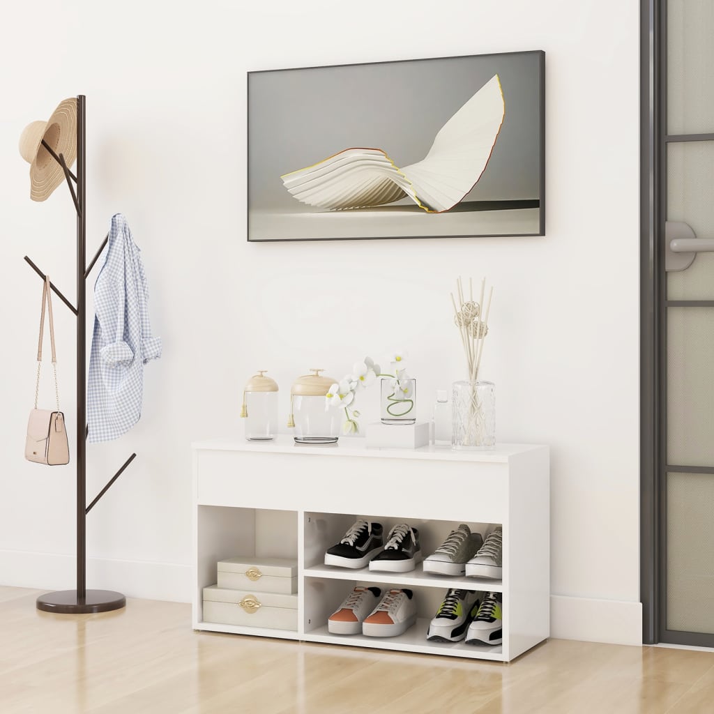 JUNG Vida Schuhbank Hochglanz-Weiß 80x30x45 cm Holzwerkstoff