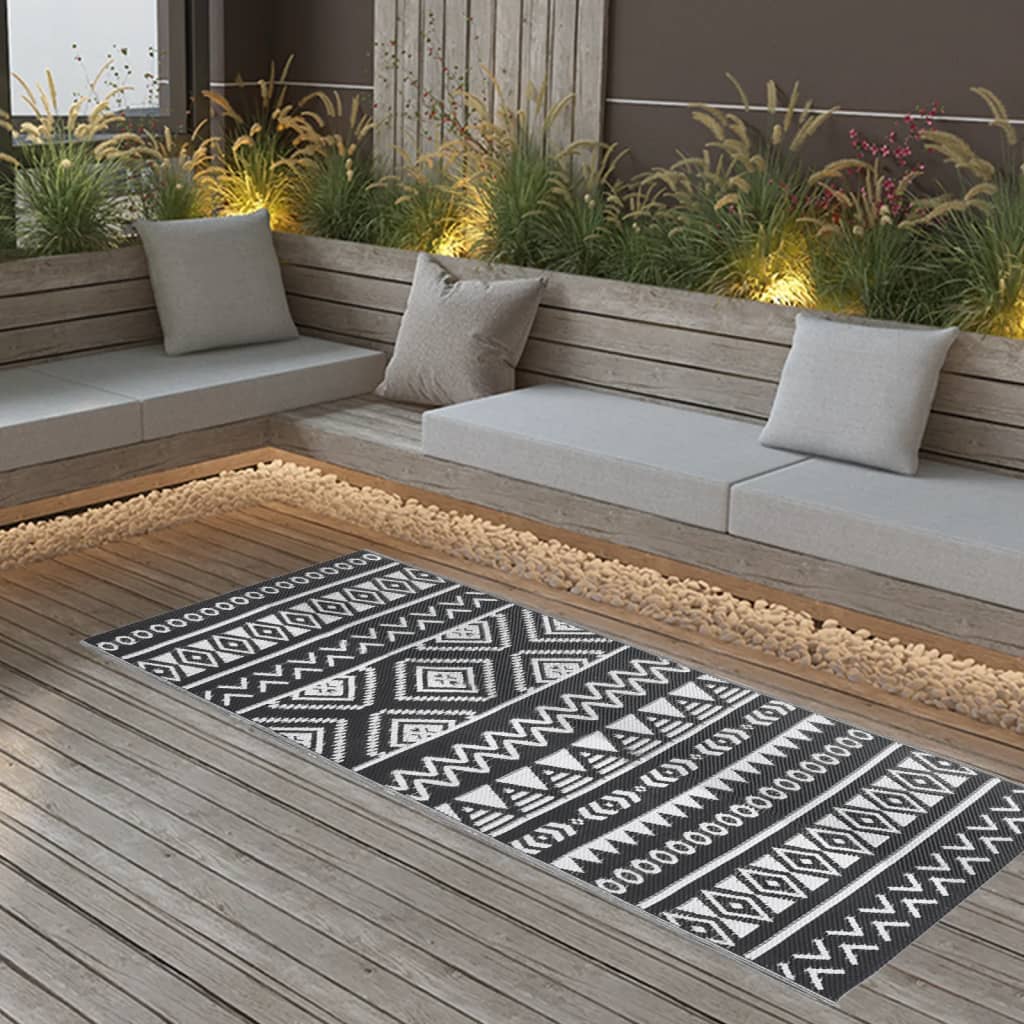 JUNG Vida Outdoor-Teppich ARAKIL Schwarz 80x150 cm PP