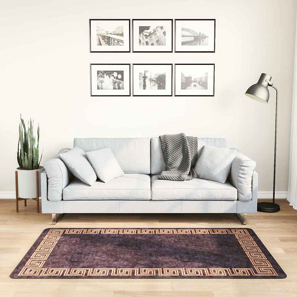 JUNG Vida Teppich Waschbar 80x150 cm Schwarz und Golden Rutschfest