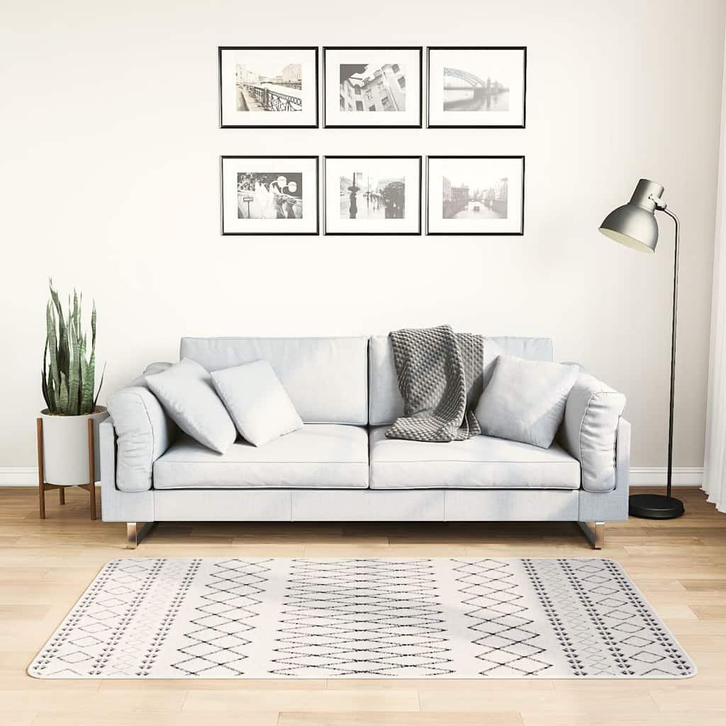 JUNG Vida Teppich Waschbar 80x150 cm Schwarz und Weiß Rutschfest