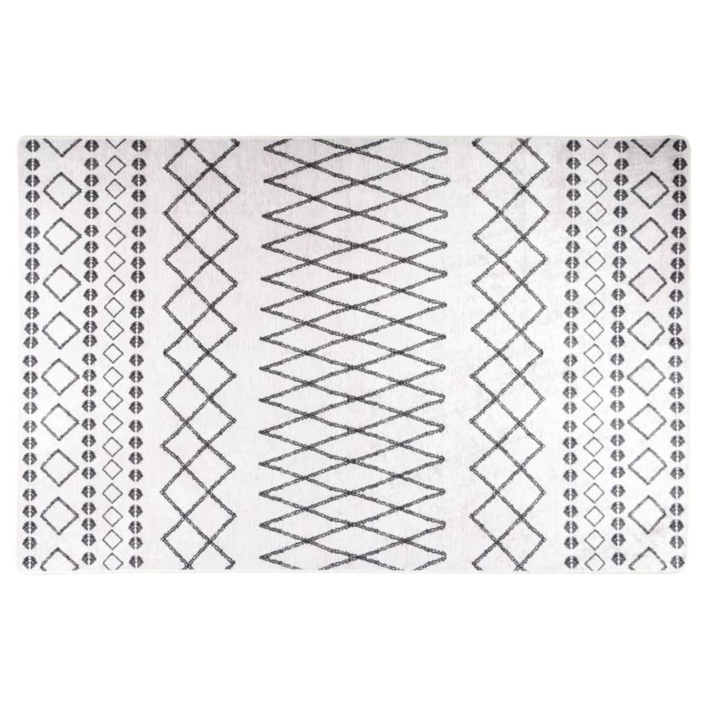 JUNG Vida Teppich Waschbar Schwarz und Weiß 160x230 cm Rutschfest