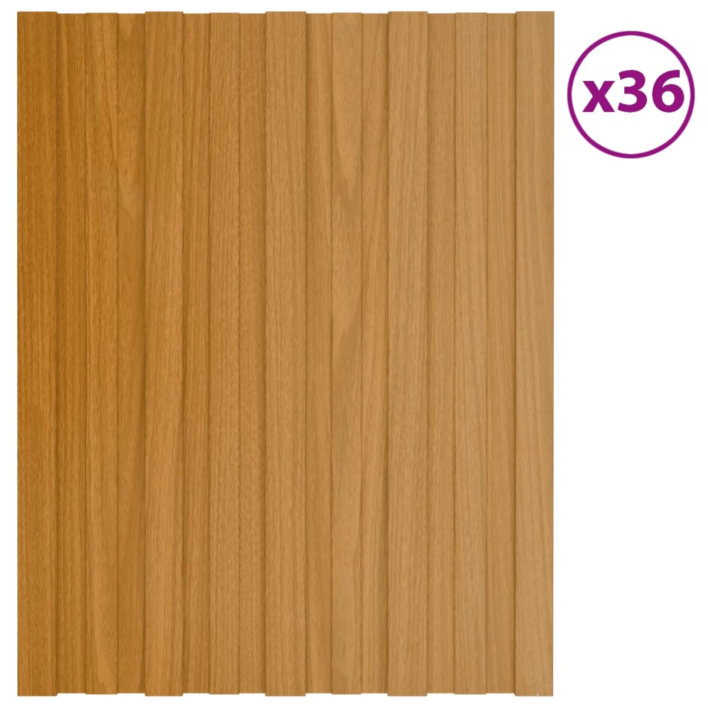 JUNG Vida Dachpaneele 36 Stk. Verzinkter Stahl Holzoptik Hell 60x45 cm